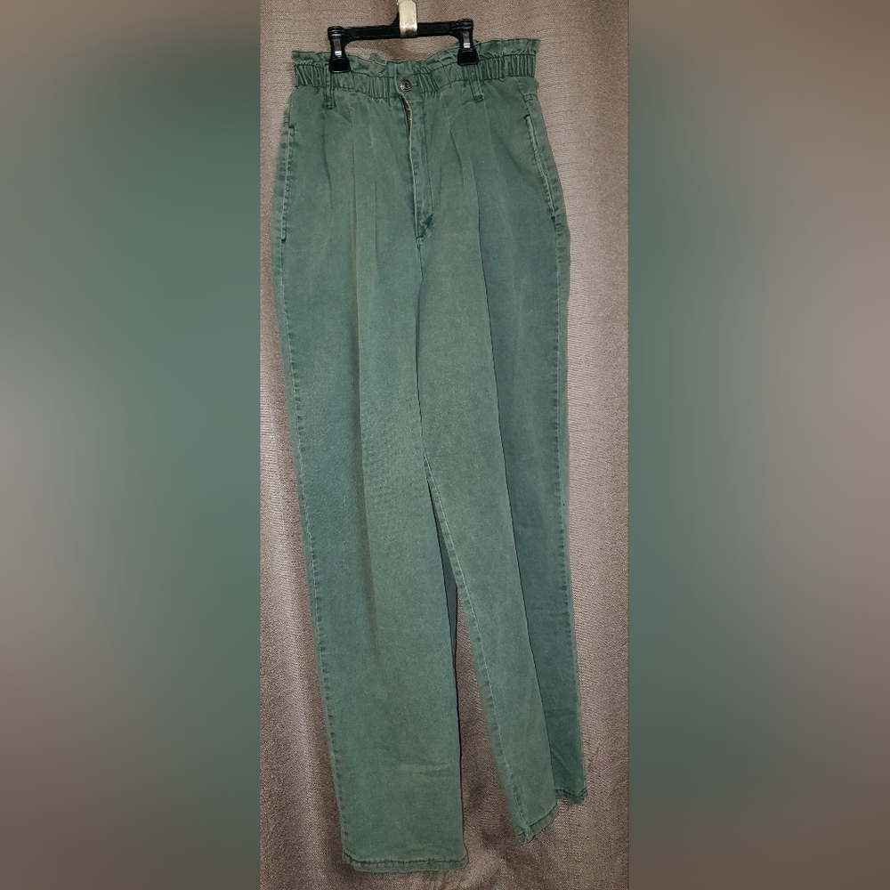 Vintage Stampede army green Women’s Jeans SZ 14 Ruffle High Waisted made in USA